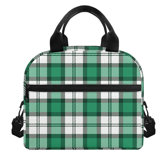 Shamrock St. Patrick's Day Tartan Print Insulated Lunch Bag