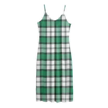 Shamrock St. Patrick's Day Tartan Print Jersey Midi Cami Dress