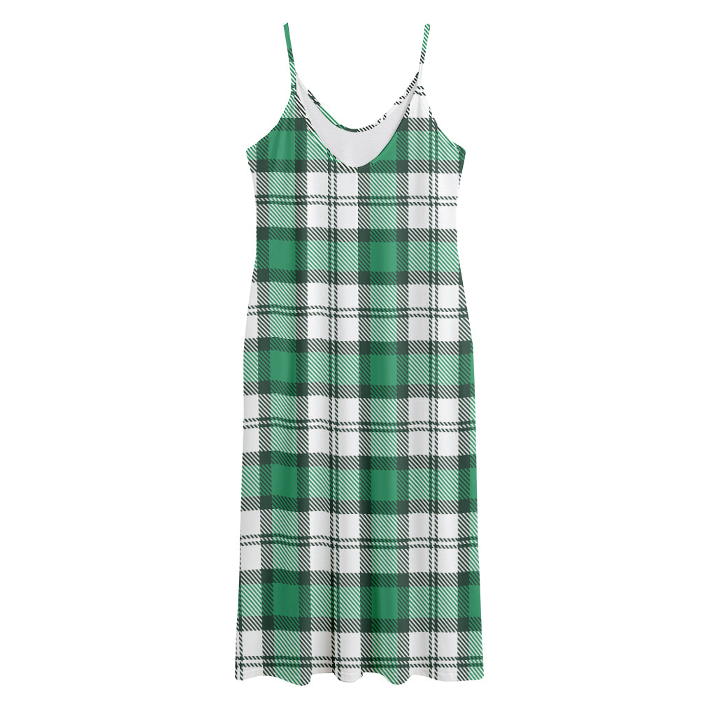 Shamrock St. Patrick's Day Tartan Print Jersey Midi Cami Dress