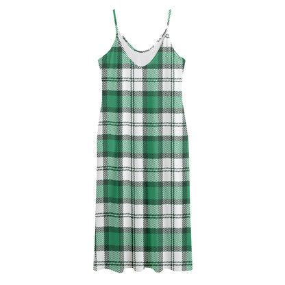 Shamrock St. Patrick's Day Tartan Print Jersey Midi Cami Dress