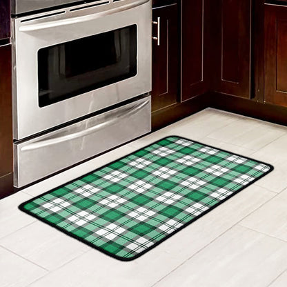 Shamrock St. Patrick's Day Tartan Print Kitchen Mat