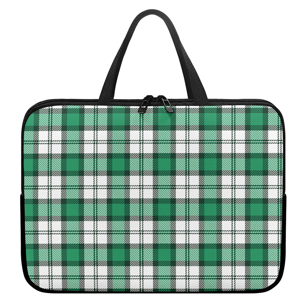 Shamrock St. Patrick's Day Tartan Print Laptop Sleeve With Handle