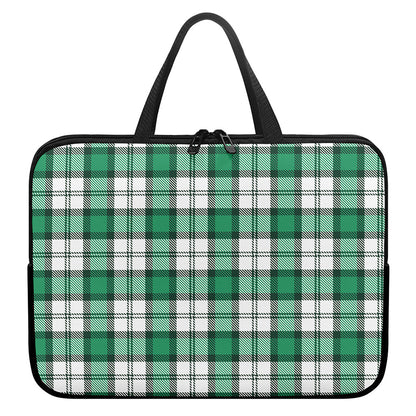 Shamrock St. Patrick's Day Tartan Print Laptop Sleeve With Handle