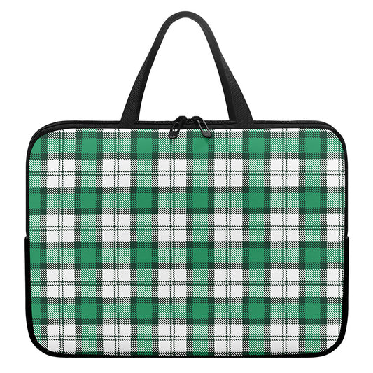Shamrock St. Patrick's Day Tartan Print Laptop Sleeve With Handle
