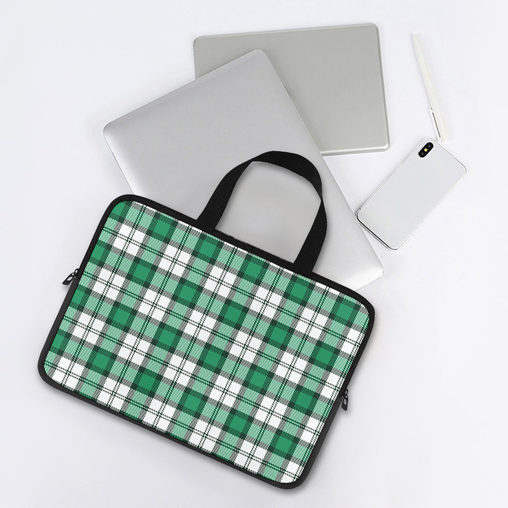 Shamrock St. Patrick's Day Tartan Print Laptop Sleeve With Handle