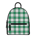 Shamrock St. Patrick's Day Tartan Print Leather Backpack