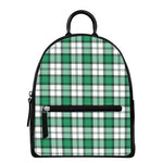 Shamrock St. Patrick's Day Tartan Print Leather Backpack