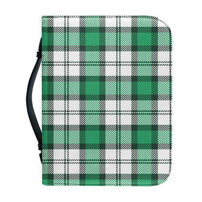 Shamrock St. Patrick's Day Tartan Print Leather Bible Cover