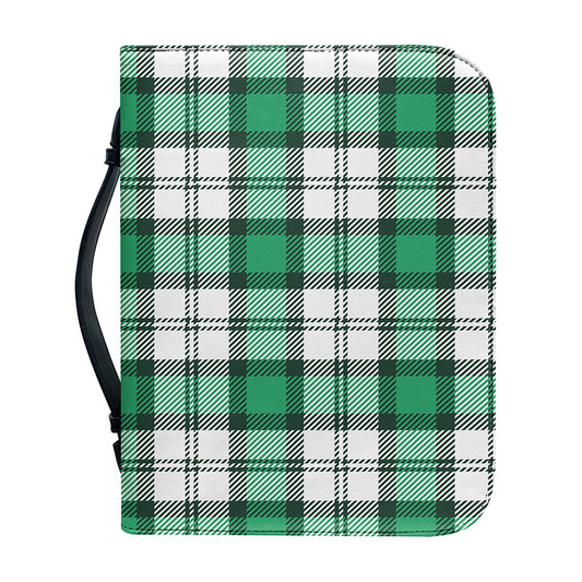 Shamrock St. Patrick's Day Tartan Print Leather Bible Cover