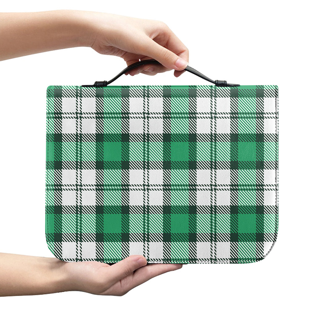 Shamrock St. Patrick's Day Tartan Print Leather Bible Cover