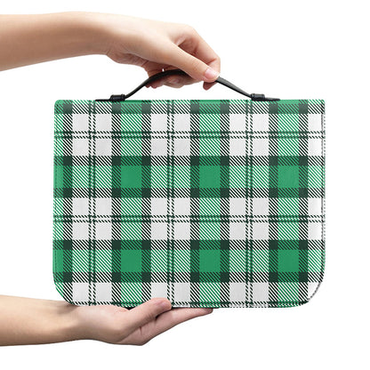 Shamrock St. Patrick's Day Tartan Print Leather Bible Cover
