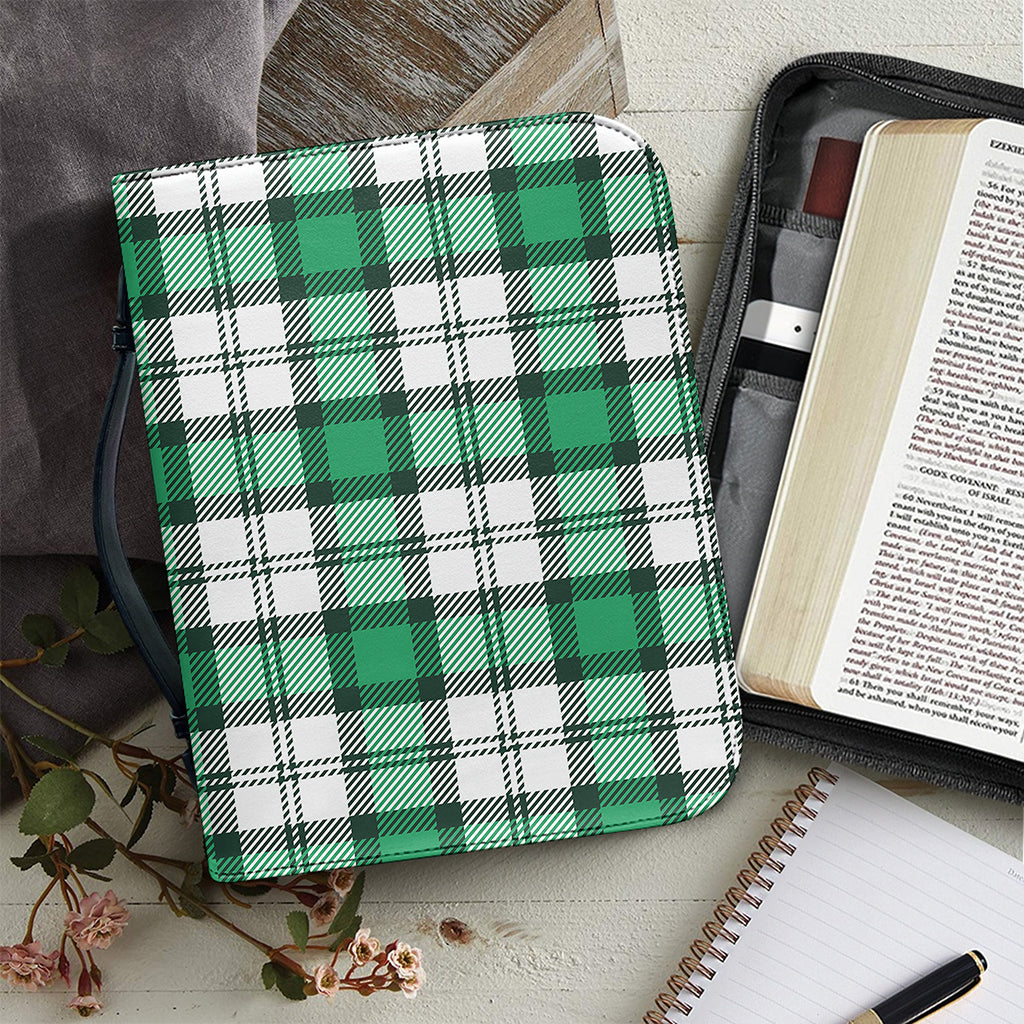 Shamrock St. Patrick's Day Tartan Print Leather Bible Cover