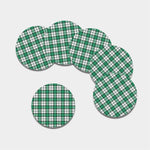 Shamrock St. Patrick's Day Tartan Print Leather Coaster Set