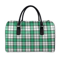 Shamrock St. Patrick's Day Tartan Print Leather Duffel Bag