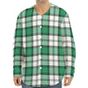 Shamrock St. Patrick's Day Tartan Print Long Sleeve Baseball Jersey