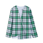 Shamrock St. Patrick's Day Tartan Print Long Sleeve Short Coat