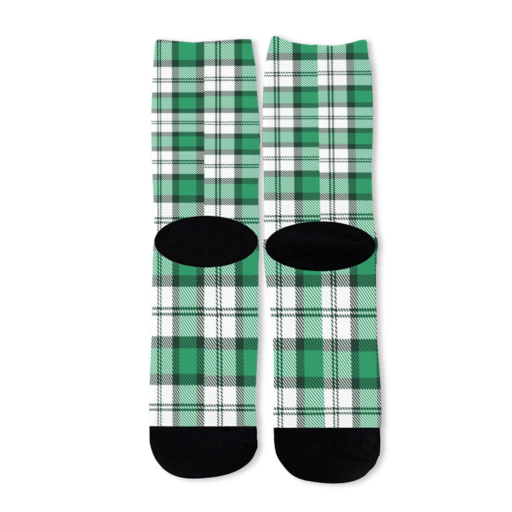 Shamrock St. Patrick's Day Tartan Print Long Socks