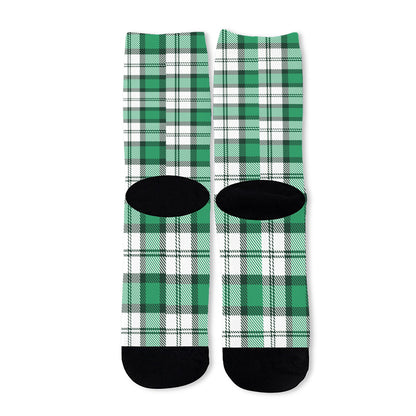 Shamrock St. Patrick's Day Tartan Print Long Socks