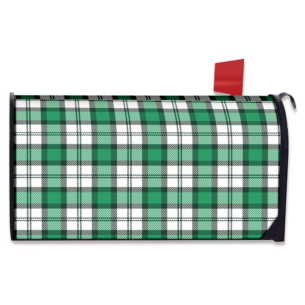 Shamrock St. Patrick's Day Tartan Print Mailbox Cover