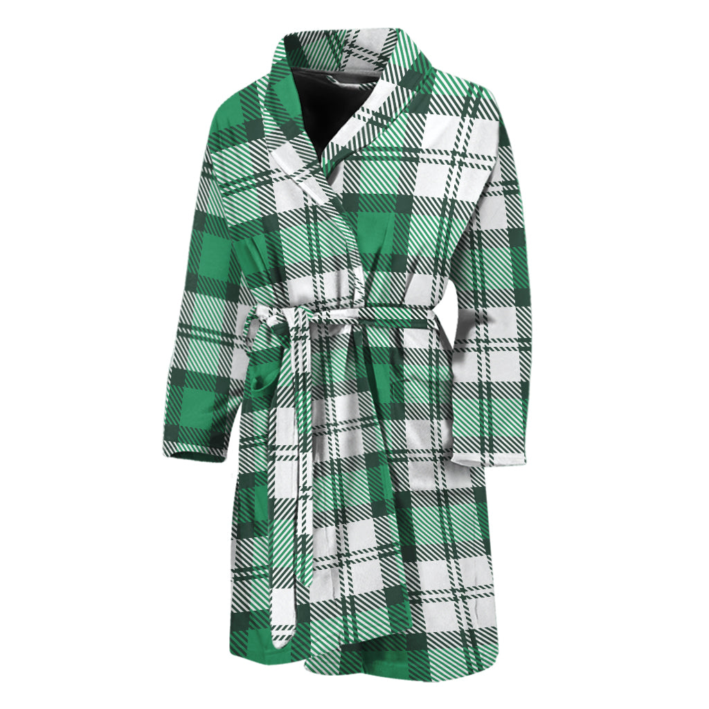 Shamrock St. Patrick's Day Tartan Print Men's Bathrobe