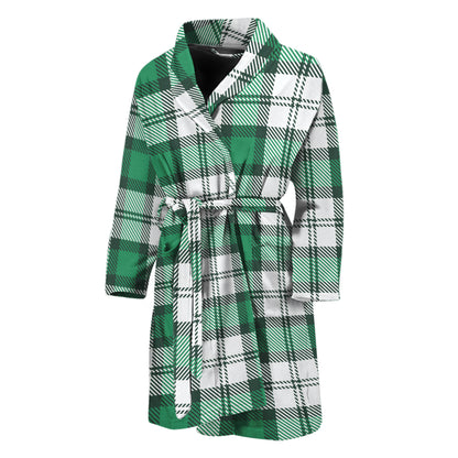 Shamrock St. Patrick's Day Tartan Print Men's Bathrobe