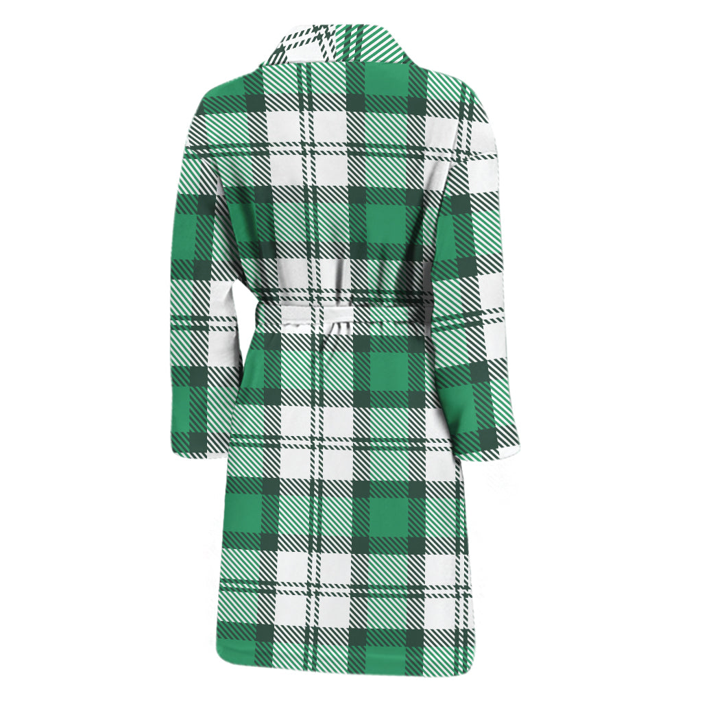 Shamrock St. Patrick's Day Tartan Print Men's Bathrobe