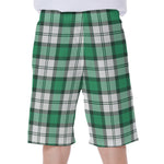 Shamrock St. Patrick's Day Tartan Print Men's Beach Shorts