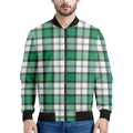 Shamrock St. Patrick's Day Tartan Print Men's Bomber Jacket