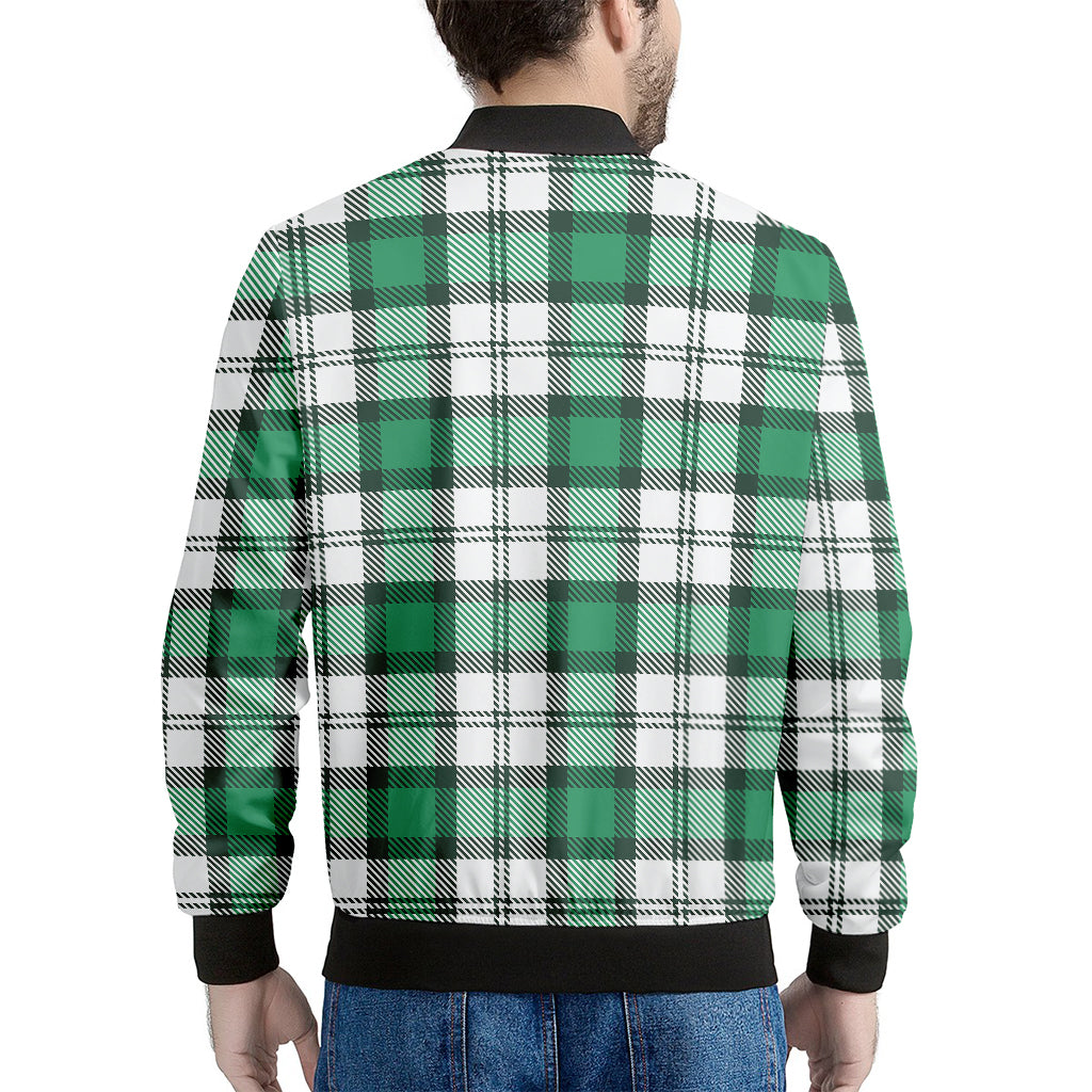 Shamrock St. Patrick's Day Tartan Print Men's Bomber Jacket