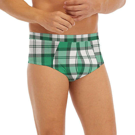 Shamrock St. Patrick's Day Tartan Print Men's Briefs