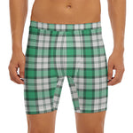 Shamrock St. Patrick's Day Tartan Print Men's Long Boxer Briefs