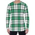 Shamrock St. Patrick's Day Tartan Print Men's Long Sleeve T-Shirt