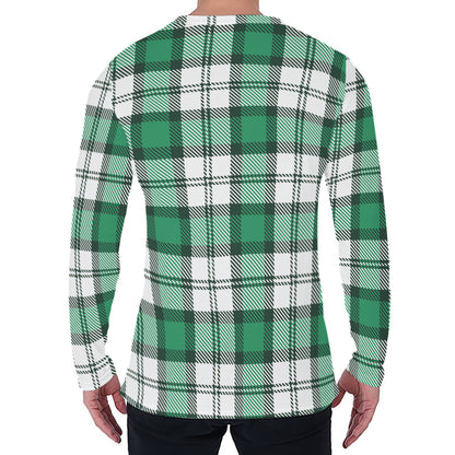 Shamrock St. Patrick's Day Tartan Print Men's Long Sleeve T-Shirt