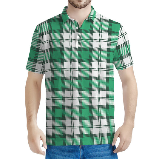 Shamrock St. Patrick's Day Tartan Print Men's Polo Shirt