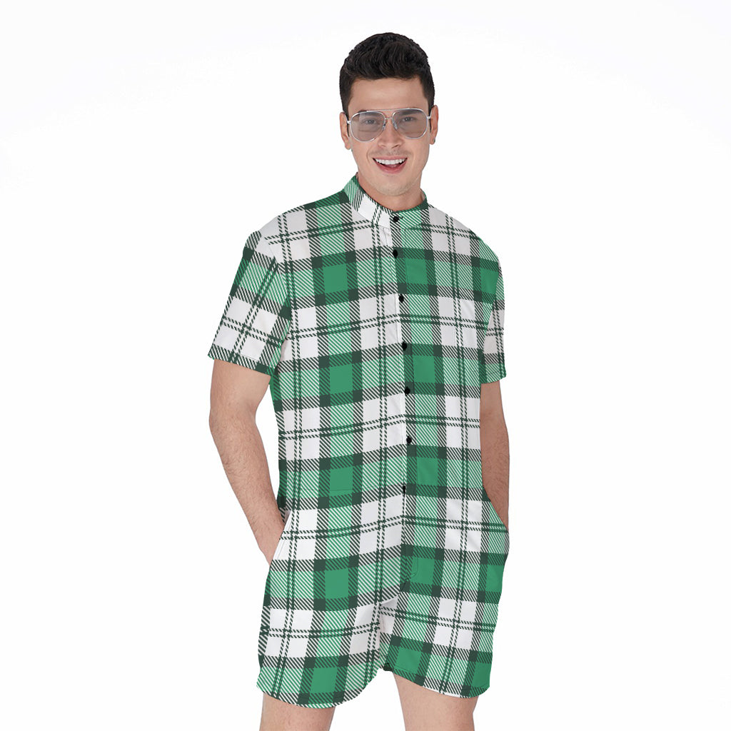 Shamrock St. Patrick's Day Tartan Print Men's Rompers