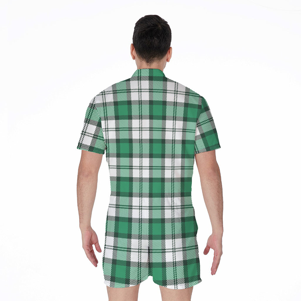 Shamrock St. Patrick's Day Tartan Print Men's Rompers