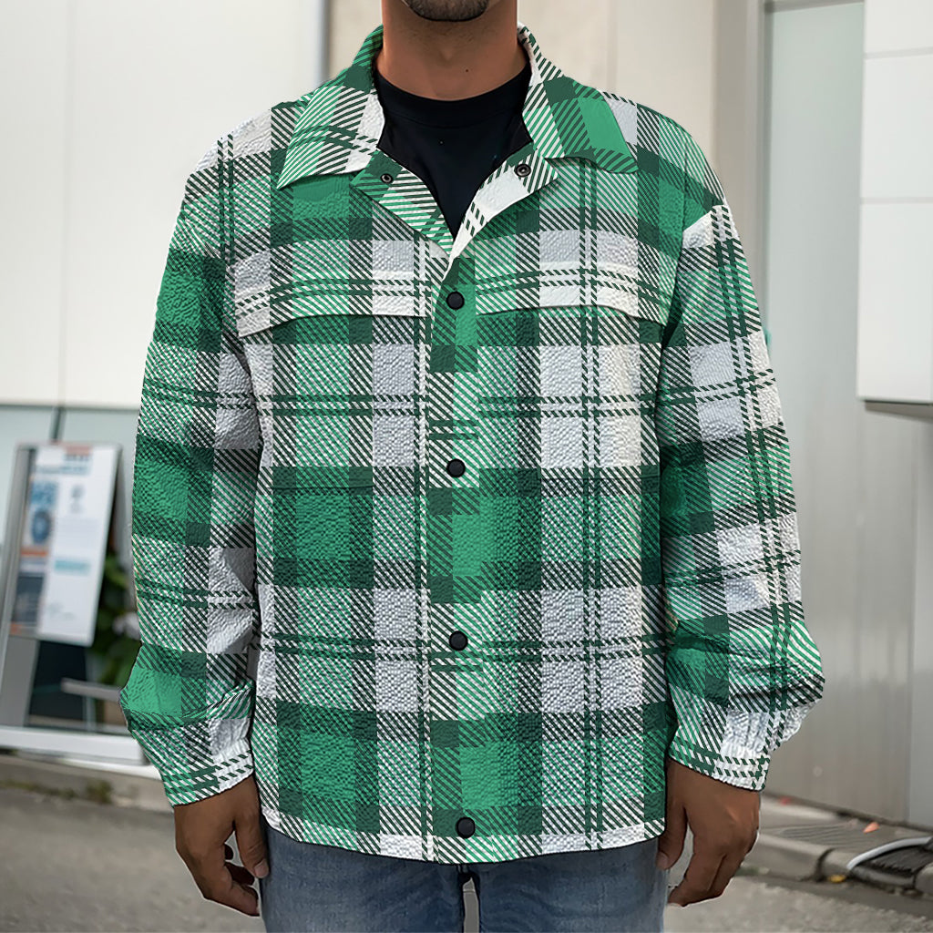 Shamrock St. Patrick's Day Tartan Print Men's Shirt Jacket