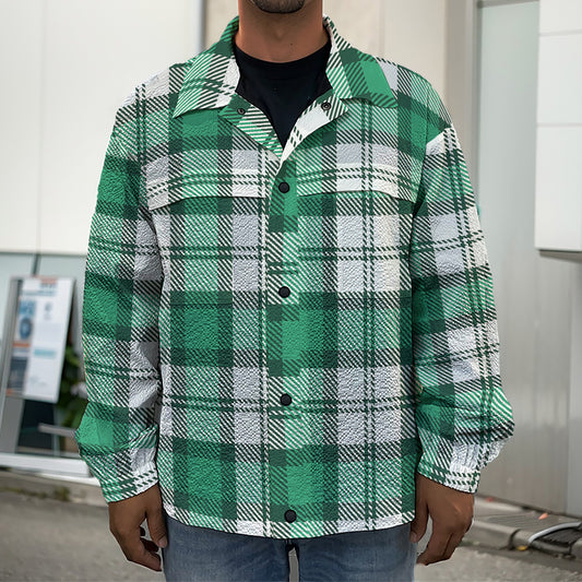 Shamrock St. Patrick's Day Tartan Print Men's Shirt Jacket