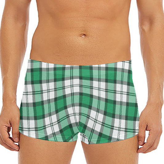 Shamrock St. Patrick's Day Tartan Print Men's Short Boxer Briefs