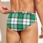 Shamrock St. Patrick's Day Tartan Print Men's Swim Briefs