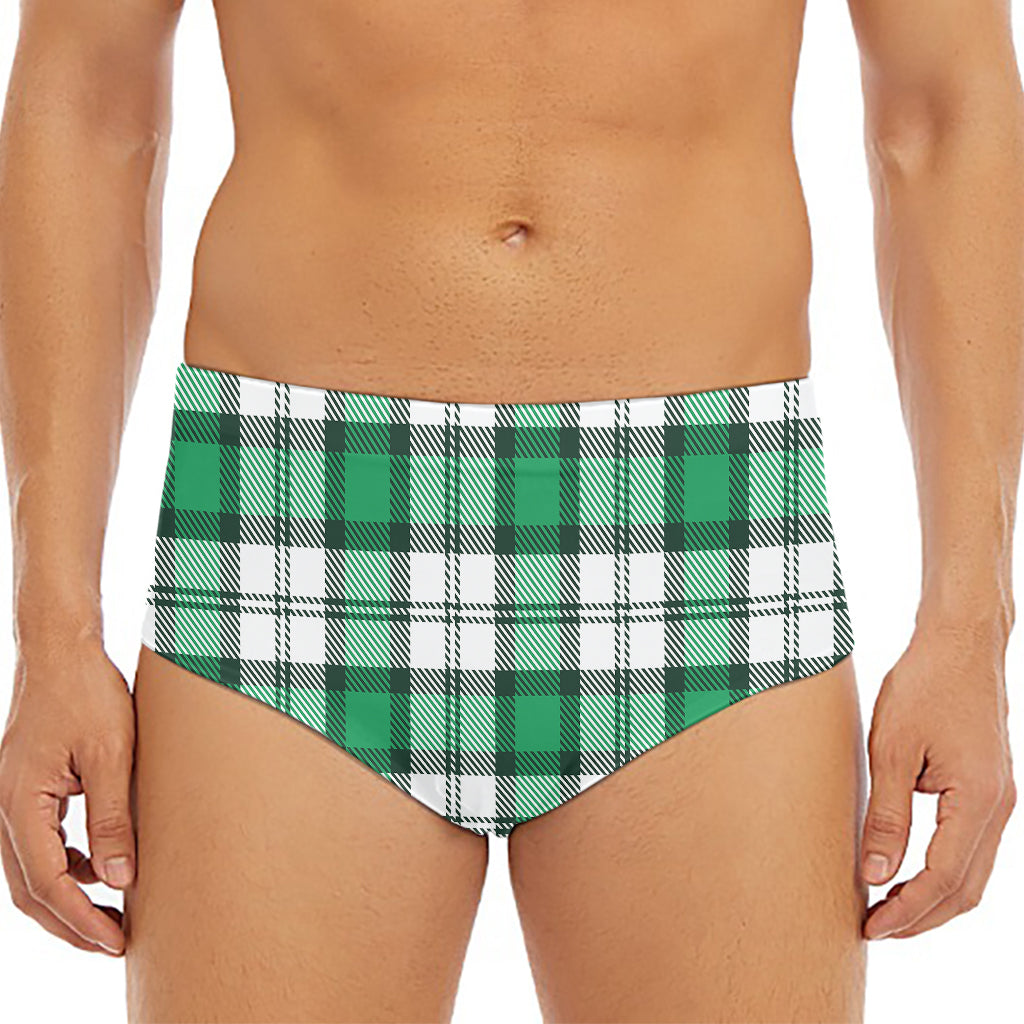Shamrock St. Patrick's Day Tartan Print Men's Triangle Swim Briefs