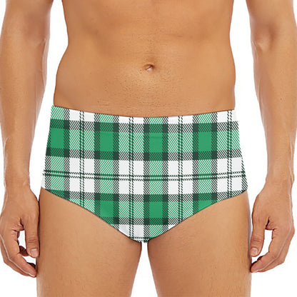 Shamrock St. Patrick's Day Tartan Print Men's Triangle Swim Briefs