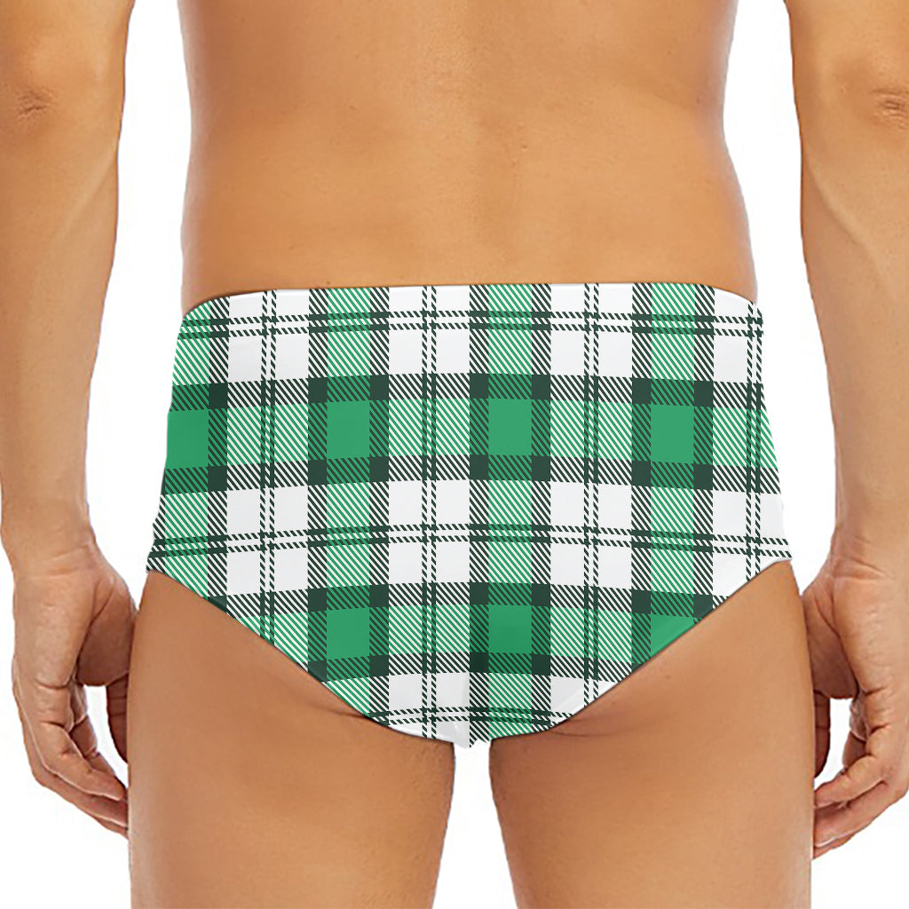 Shamrock St. Patrick's Day Tartan Print Men's Triangle Swim Briefs