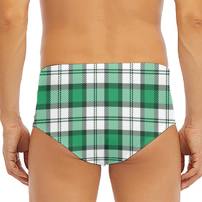 Shamrock St. Patrick's Day Tartan Print Men's Triangle Swim Briefs