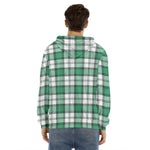 Shamrock St. Patrick's Day Tartan Print Men's Velvet Pullover Hoodie