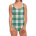 Shamrock St. Patrick's Day Tartan Print One Piece Swimsuit