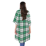 Shamrock St. Patrick's Day Tartan Print Open Front Beach Cover Up