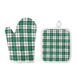 Shamrock St. Patrick's Day Tartan Print Oven Mitt And Pot Holder Set