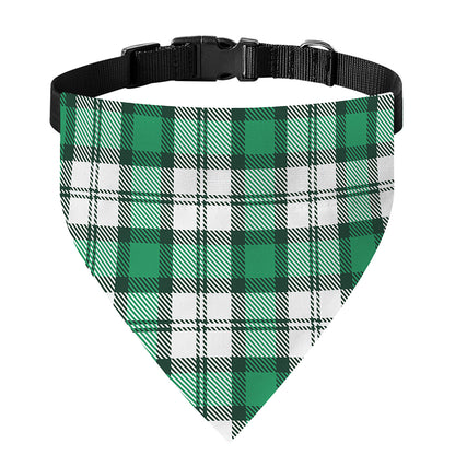 Shamrock St. Patrick's Day Tartan Print Over The Collar Dog Bandana
