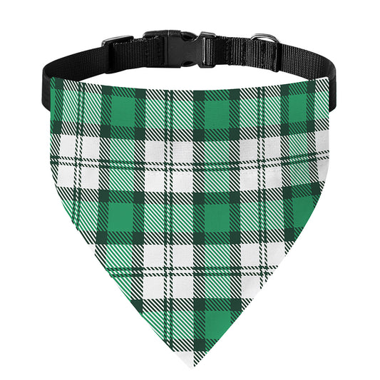 Shamrock St. Patrick's Day Tartan Print Over The Collar Dog Bandana